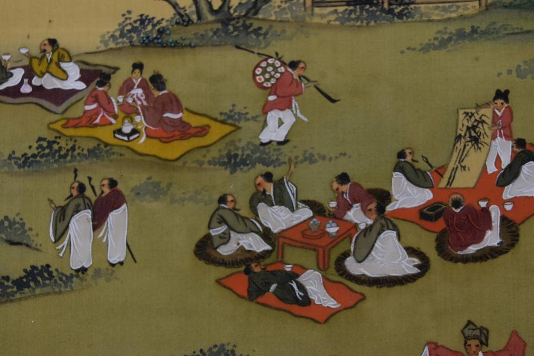 紫鳳/西園雅集図/山水人物図/掛軸/名家伝来/AA-106