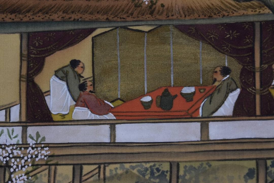 紫鳳/西園雅集図/山水人物図/掛軸/名家伝来/AA-106