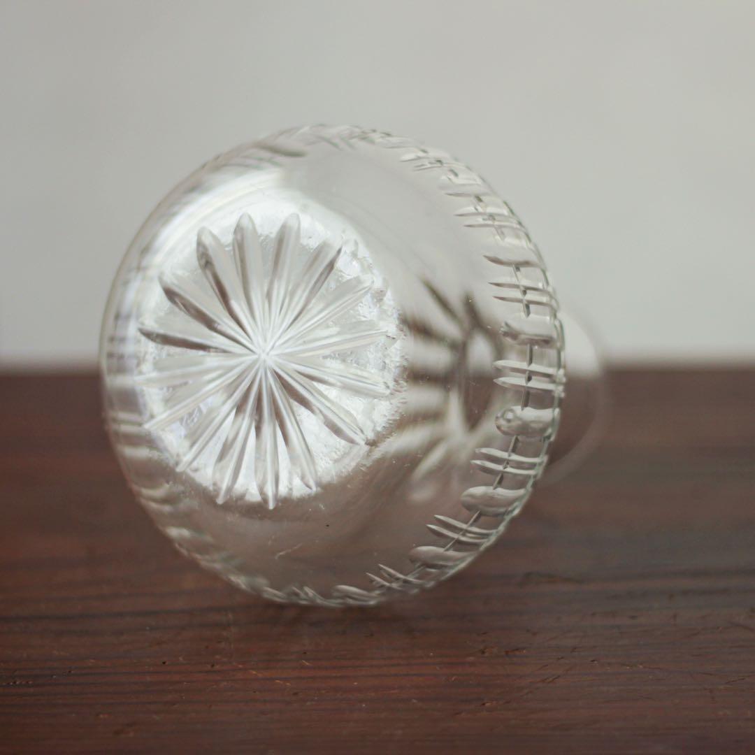 大正　水差し　花瓶　カット　ガラス