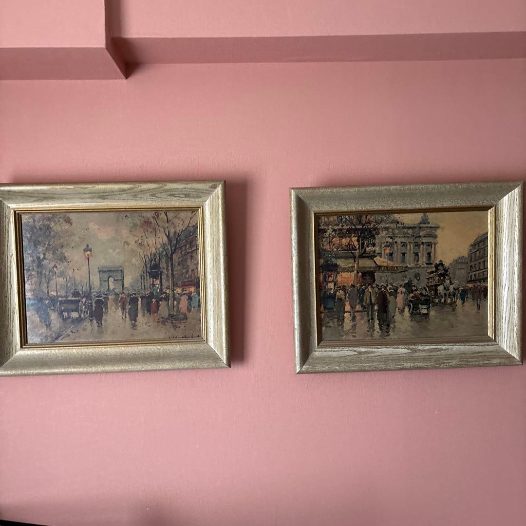 アンティークフランス美しいパリの街並み風景絵画B