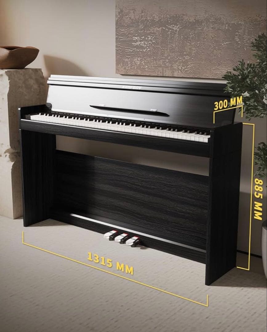 電子ピアノ ハンマーアクション 88鍵盤 木製　MIDI対応 ブラック