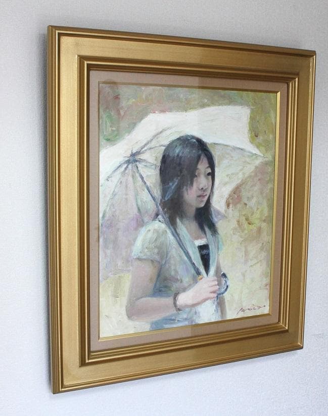 井上司「日傘の少女」油彩画 F8