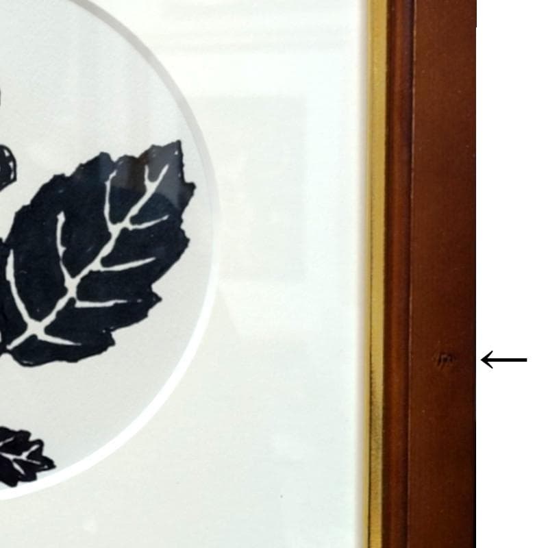 ☆坂本直行☆「ハンノキの実」ペン画　径145ｍｍ円