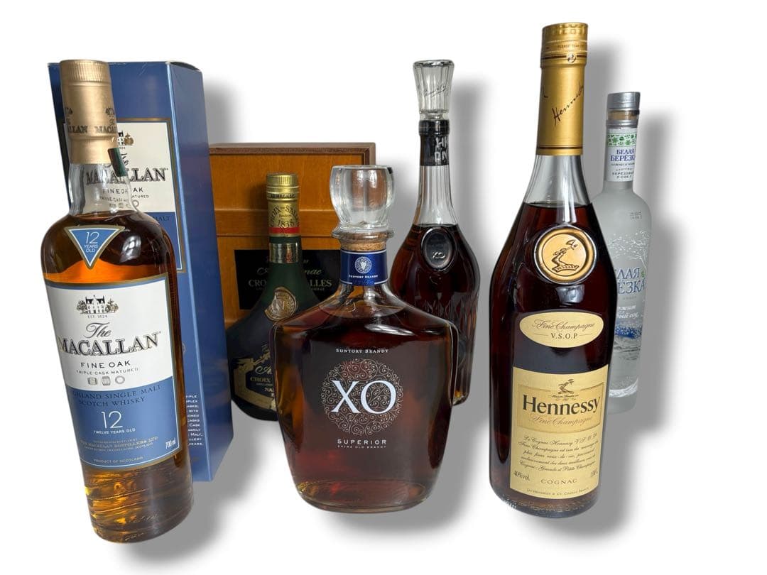 #洋酒・国産ブランデー6本セット/マッカラン12年・XO・ヘネシー・カミュなど