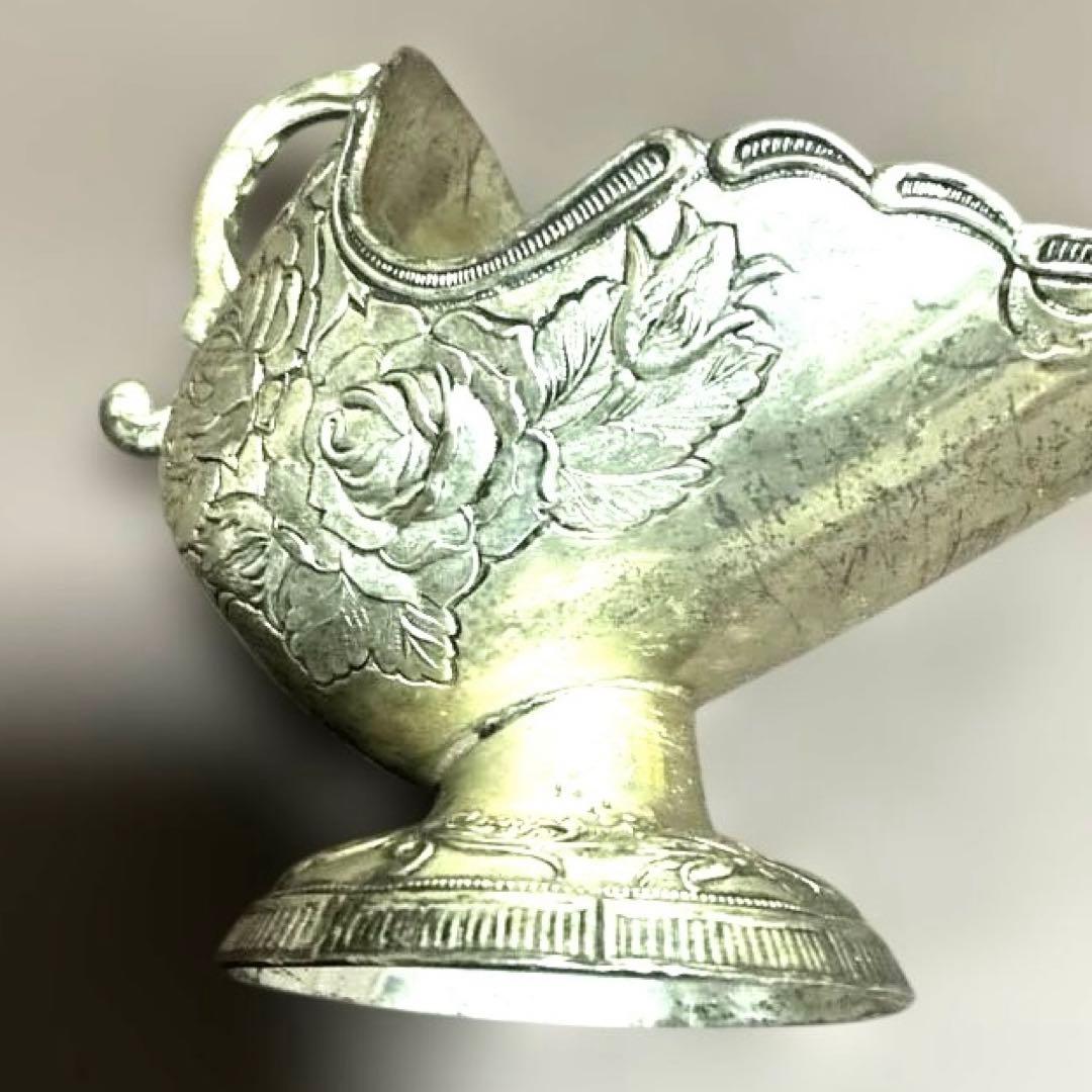 ヴィンテージ シルバープレート シュガー ポットエンボス加工のバラ