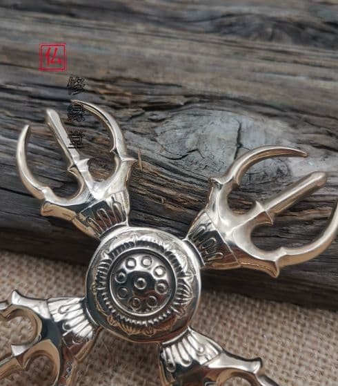 【修縁堂】チベット仏教 真鍮 青銅 十字杵 羯摩杵 寺院用仏具