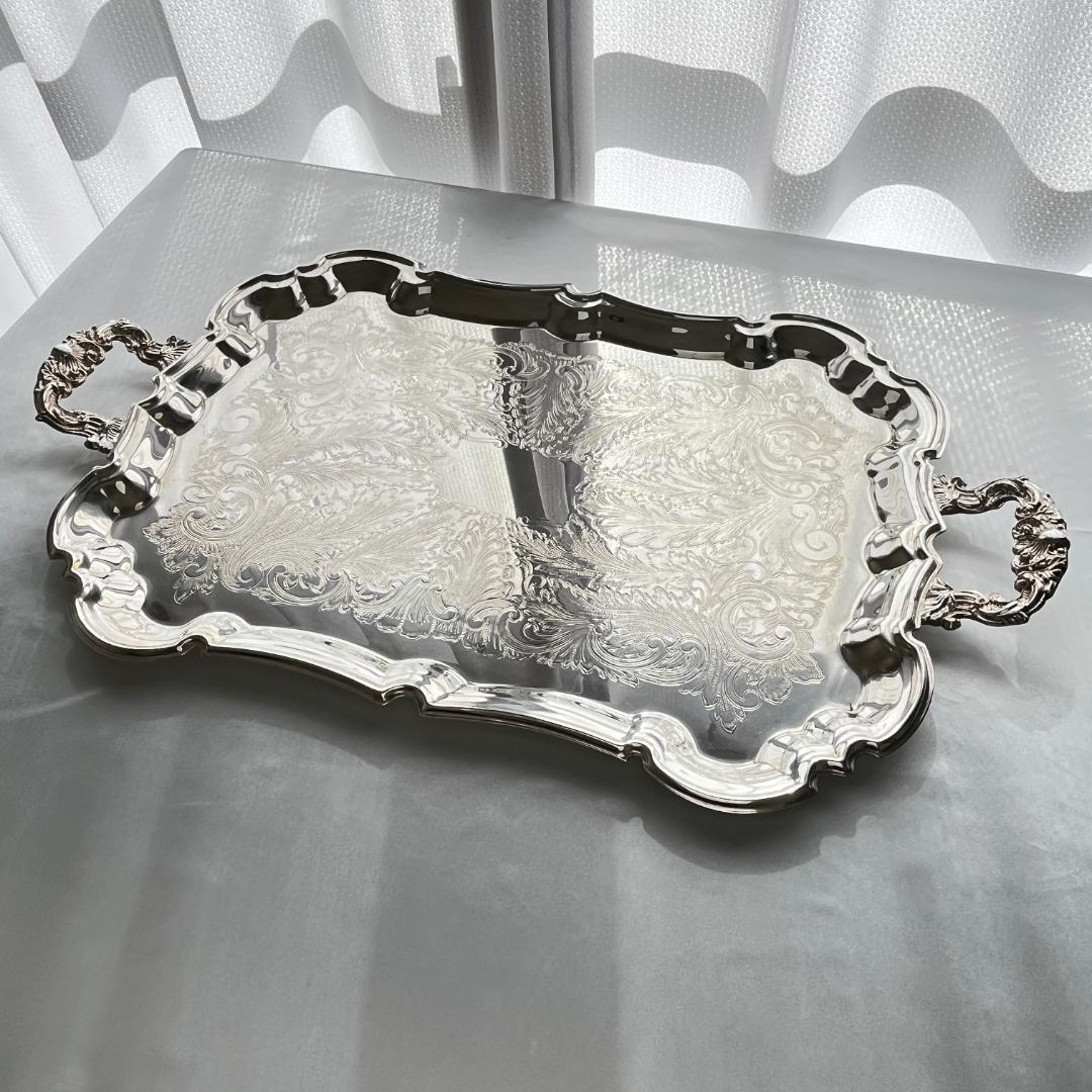 【KENT】ギャラリートレー【シルバープレート】59cm 特大 ハンドル