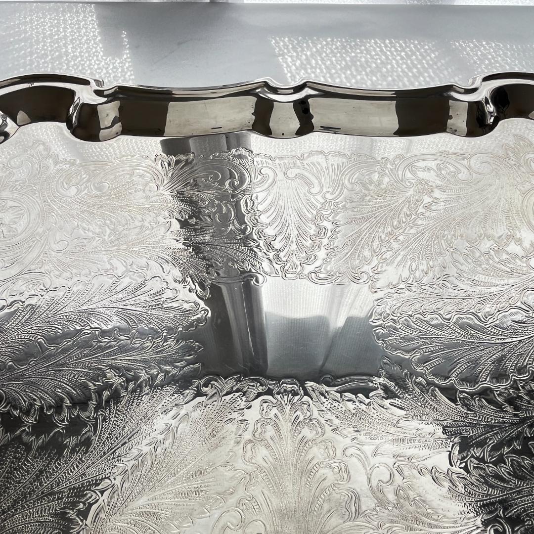 【KENT】ギャラリートレー【シルバープレート】59cm 特大 ハンドル