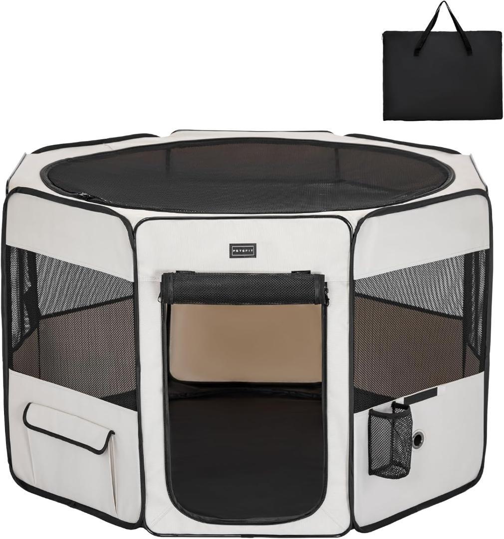 Petsfit 犬 サークル ペットサークル 八角形 Lサイズ オフホワイト