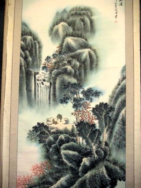♥掛軸　中国　山水画　大きな　掛け軸　骨董品