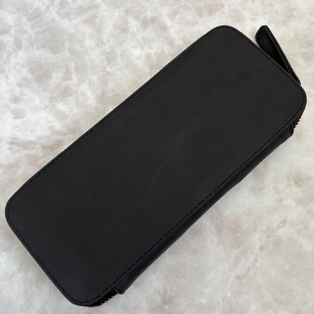 バハギア ペンケース ラウンドジップ型 クレイジーホース オリジナル ブラック