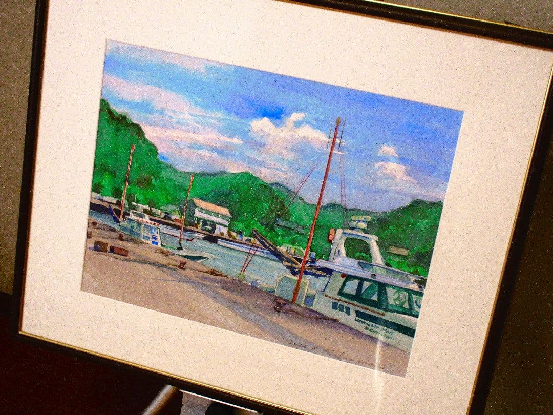 水彩画 港の風景 2022年制作 F6サイズ 原画 額装済み