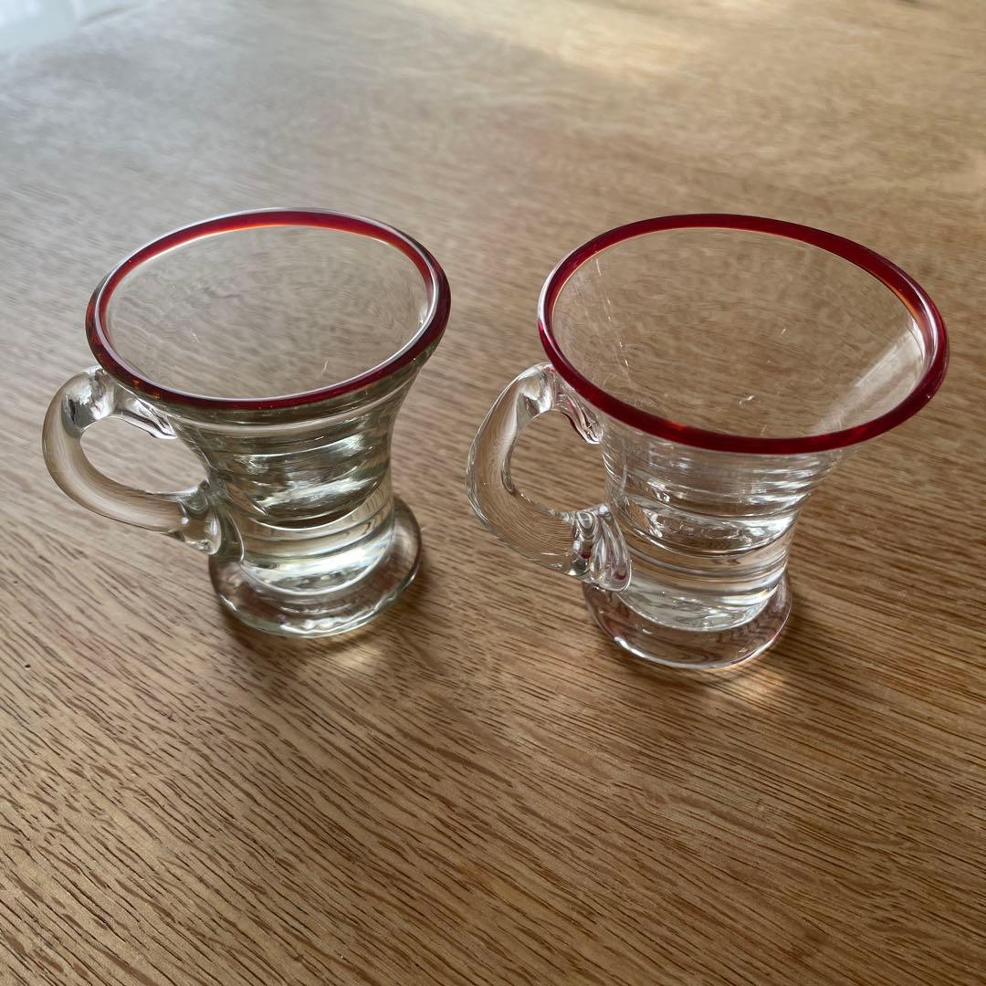 アイスクリームコップ　氷コップ　手吹きガラス　アンティーク　骨董　大正昭和