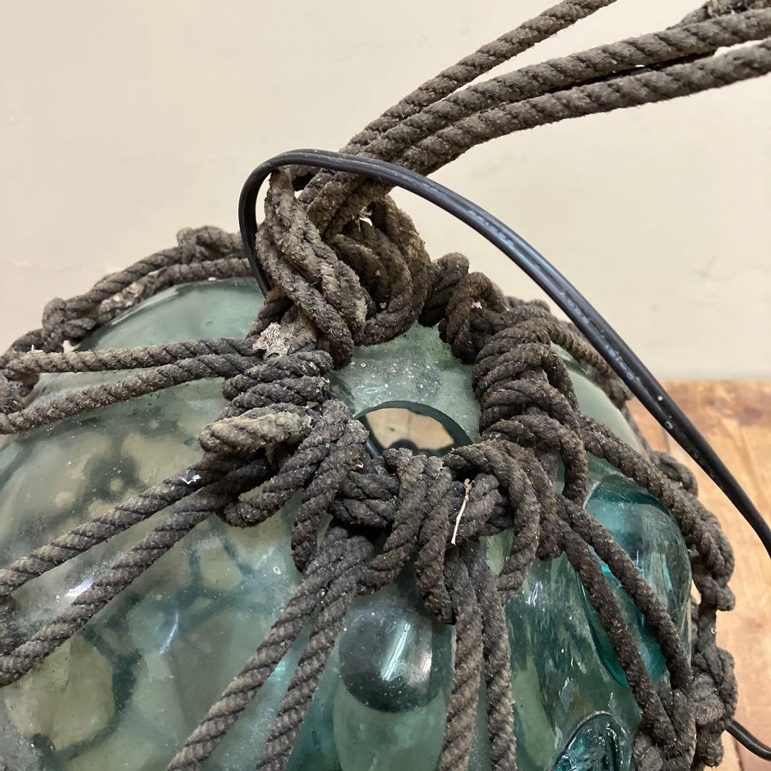 A-2 ヴィンテージ 特大 ガラス浮き玉 網付き ランプシェード ライト