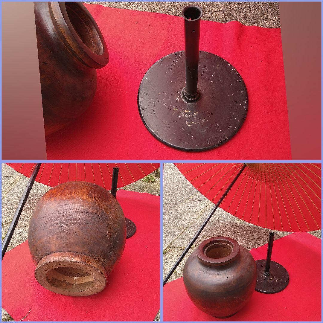 Ａ49 野点傘一式 傘 スタンド 木製傘立 三点 木製傘立 井波製 茶道具