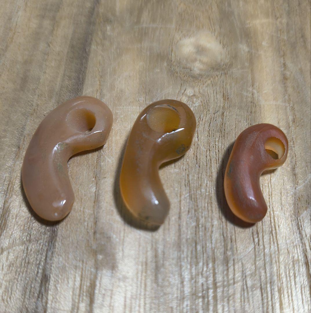 天然石 出雲 碧玉 出雲石 赤瑪瑙 勾玉 3個セット