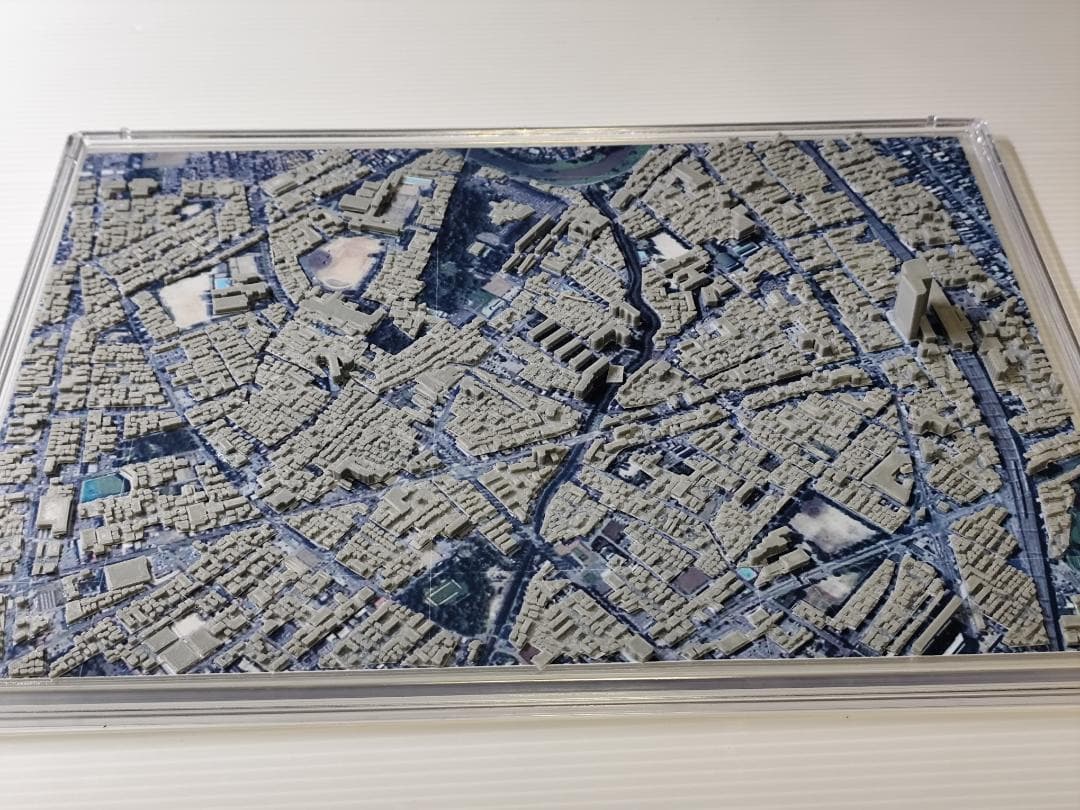 越谷市　北越谷駅３D都市データを活用した都市模型　(透明ケース付)