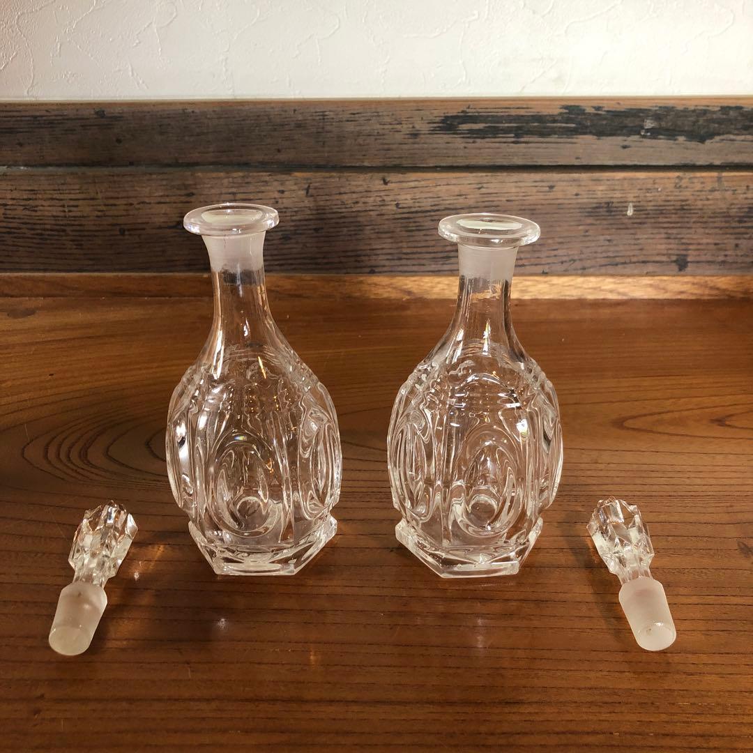 江戸期のギヤマンガラス瓶一対古箱入