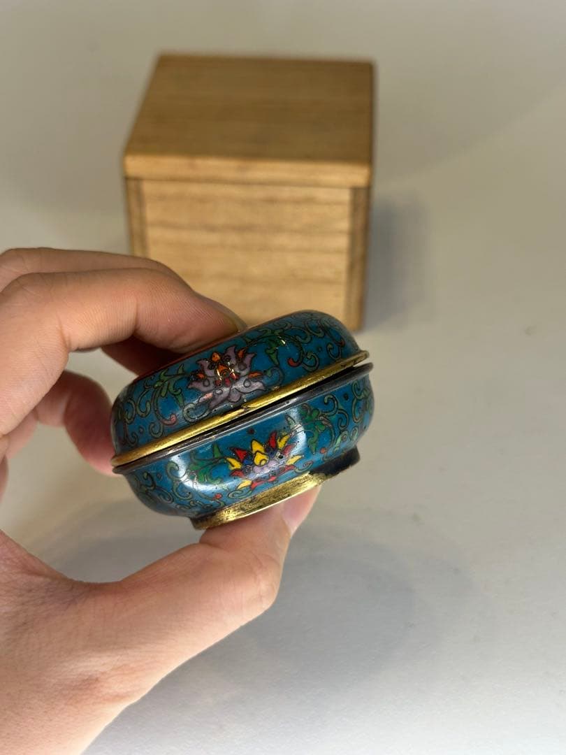 乾隆年製 香合 七宝焼 中国美術 骨董品 茶道具 共箱付