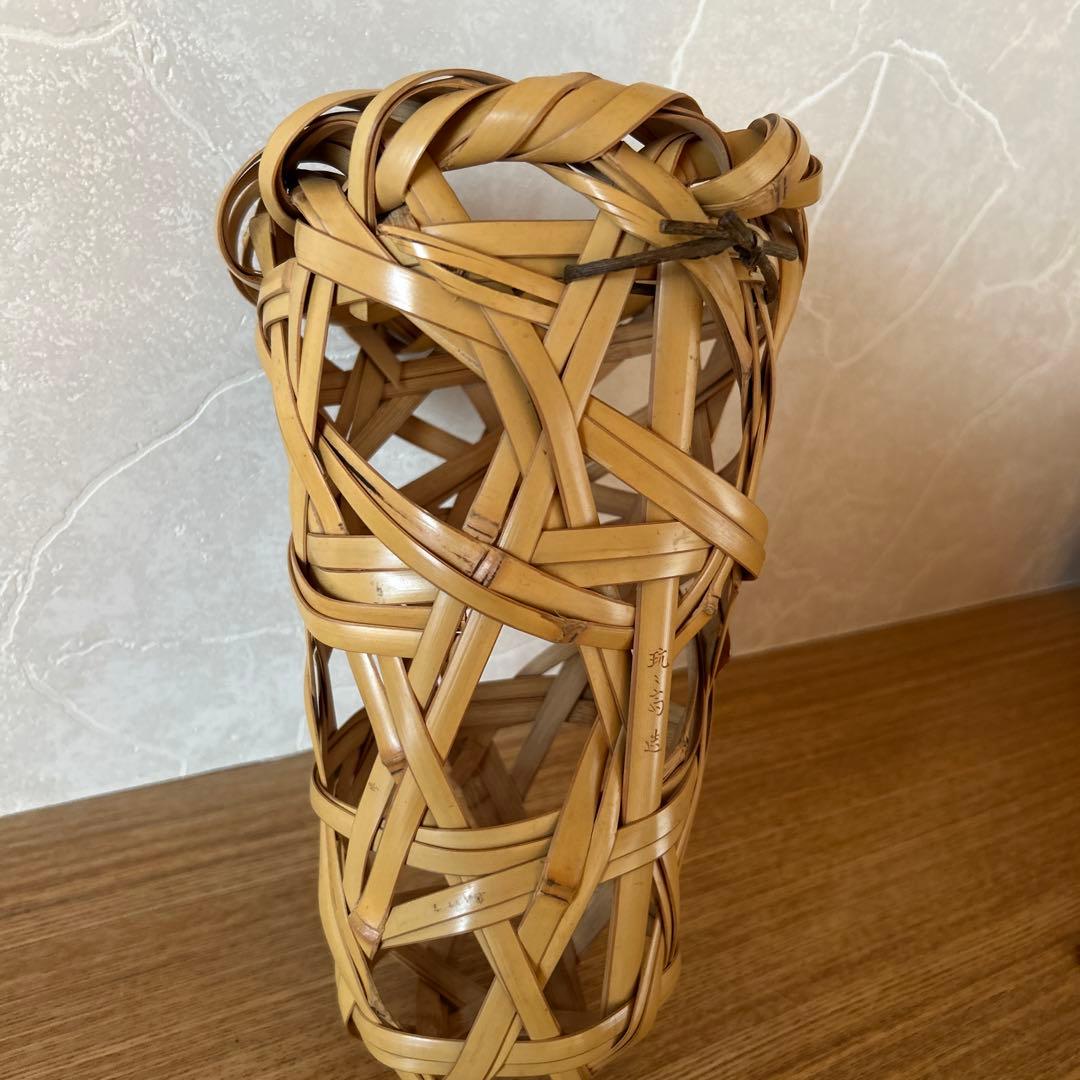 浪華　鈴木玩々斎　花篭　茶道具　掛花入　竹