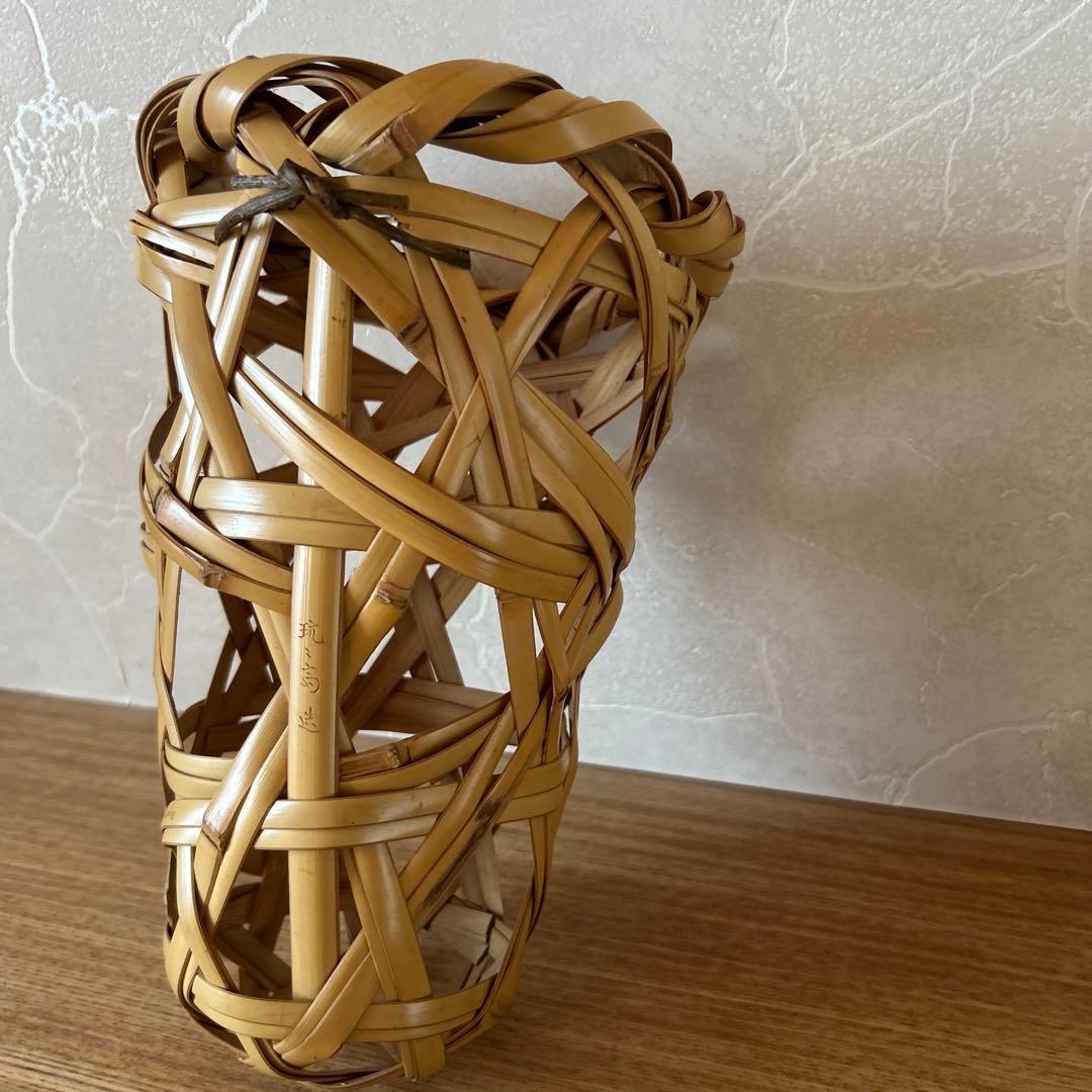 浪華　鈴木玩々斎　花篭　茶道具　掛花入　竹