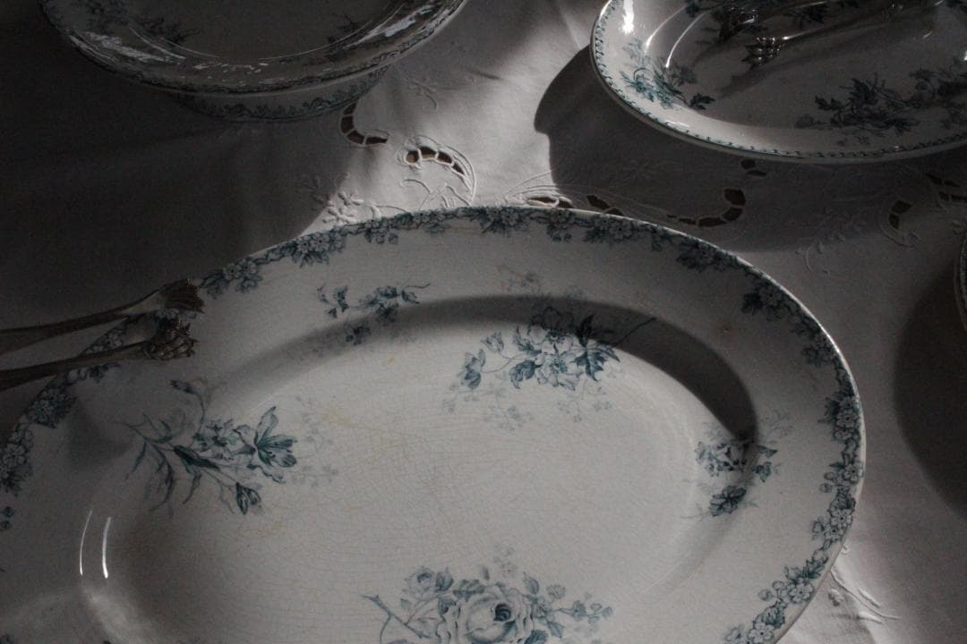 フランスアンティーク/ショワジールロア・バラのオーバルプレート