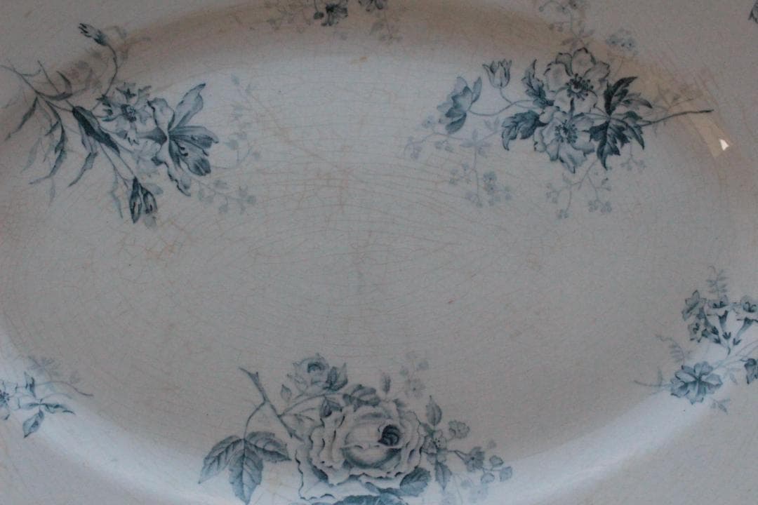 フランスアンティーク/ショワジールロア・バラのオーバルプレート