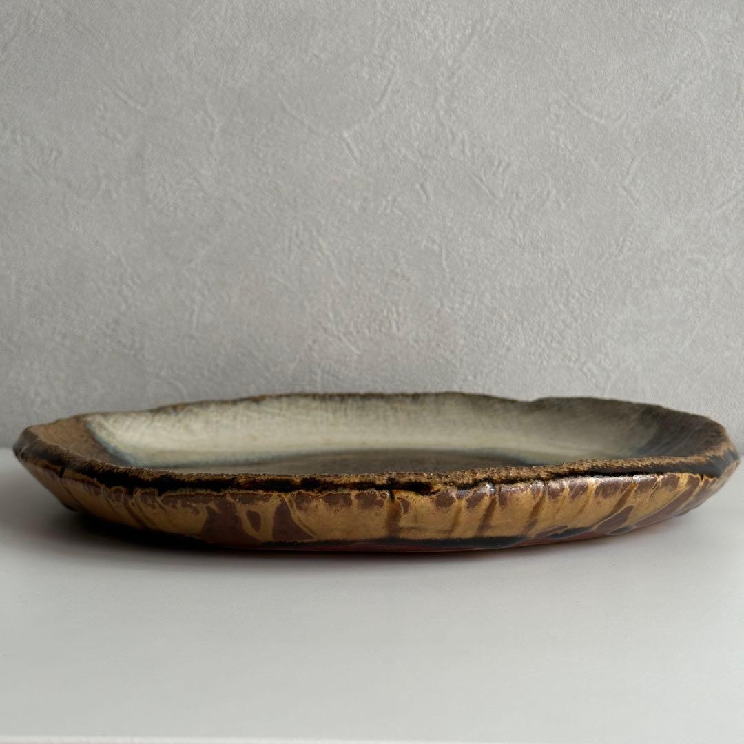 高内秀剛 皿 飴糠釉 掛分皿 共箱