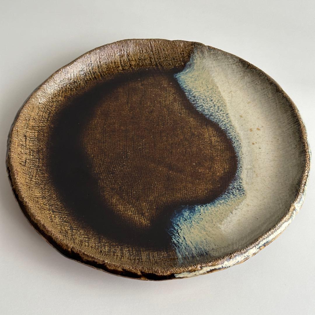 高内秀剛 皿 飴糠釉 掛分皿 共箱
