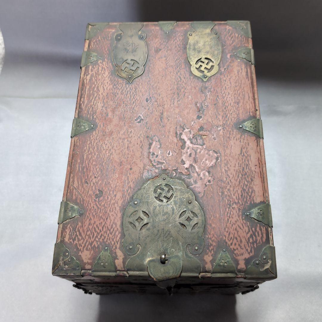 李朝朱漆塗櫛箱　李朝化粧箱　木製箱　 朱漆塗櫛箱　李朝収納箱　李朝民芸家具