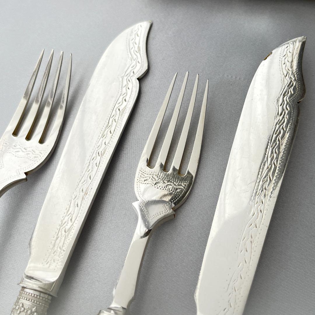 【John Sanderson】【白蝶貝/純銀継手エンド】カトラリーセット