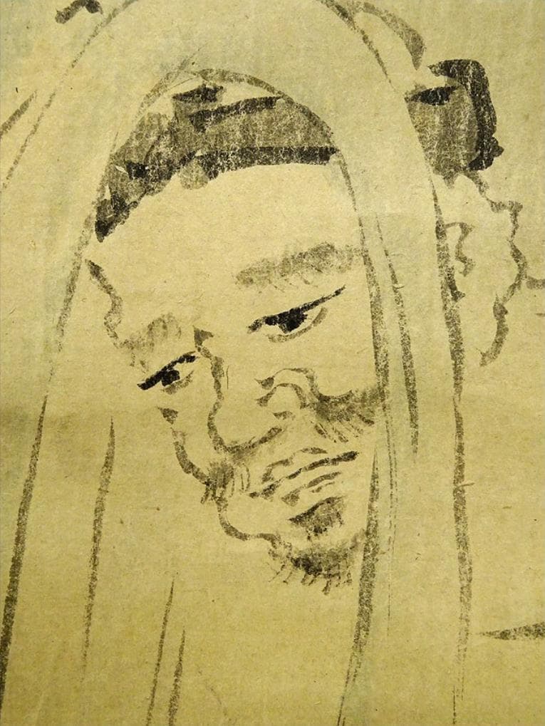 掛軸 英一蝶『人物図』紙本 肉筆 合せ箱付 掛け軸 w03053