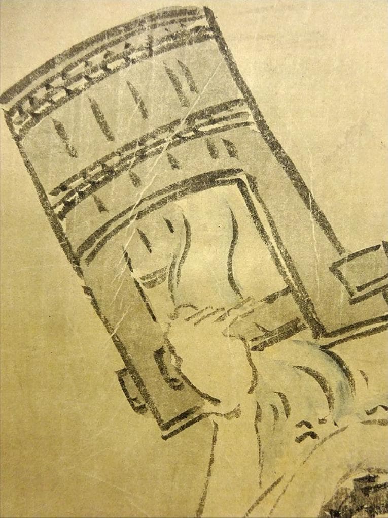 掛軸 英一蝶『人物図』紙本 肉筆 合せ箱付 掛け軸 w03053