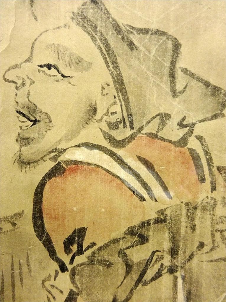 掛軸 英一蝶『人物図』紙本 肉筆 合せ箱付 掛け軸 w03053