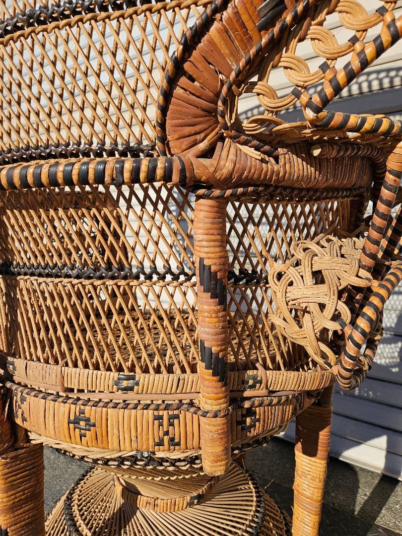 ヴィンテージ エマニュエルチェア ピーコックチェア 椅子 ラタン 編み込み 籐