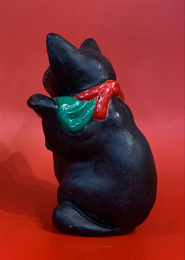 長浜人形　招き猫　黒　高さ15cm