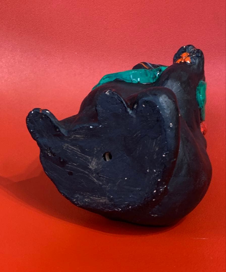 長浜人形　招き猫　黒　高さ15cm