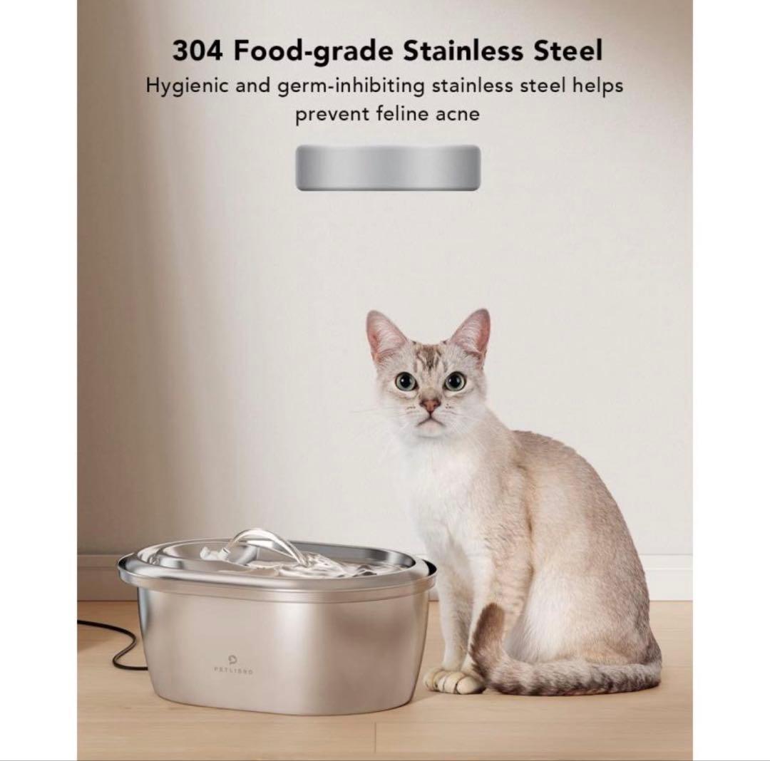 Petlibro 猫用給水器 304ステンレス 3L 大容量
