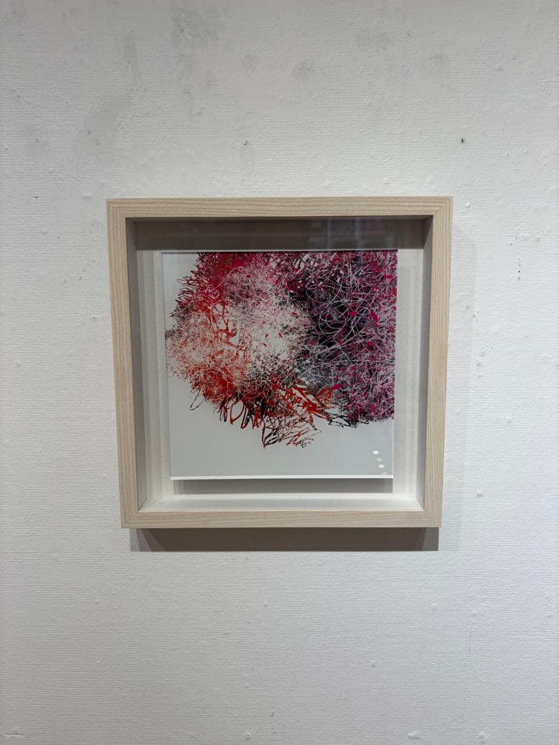 早川　貴泰　 抽象アート 赤 紫 木製フレーム