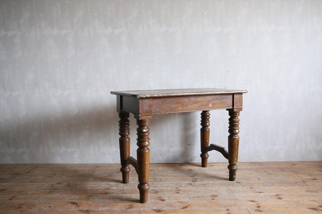 英国アンティーク木製ダイニングテーブル/机/作業台/ワークテーブル(78-40)