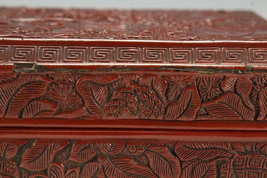 茶道具 堆朱 楼閣人物紋 茶通箱 時代物(K-XA948)