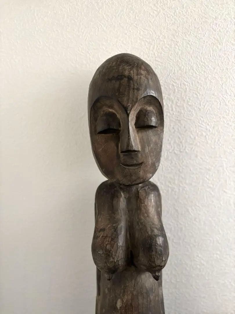 691 骨董 民芸 アンティーク アフリカ コンゴ ルバ族 女性立像 彫刻