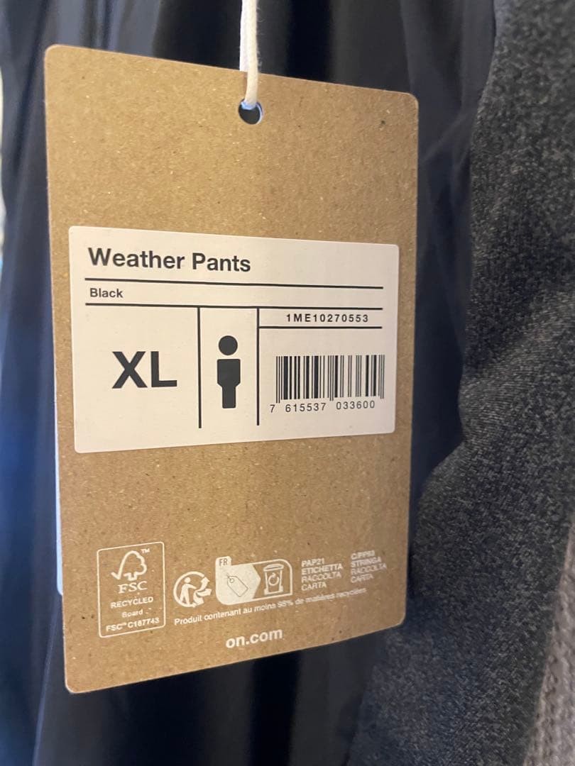 Onランニングパンツ weather pants/XL/black