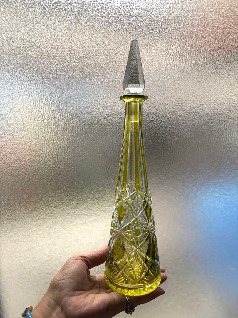 602 BACCARAT オールドバカラ ラグニーLAGNY カラフ 黄色被せ