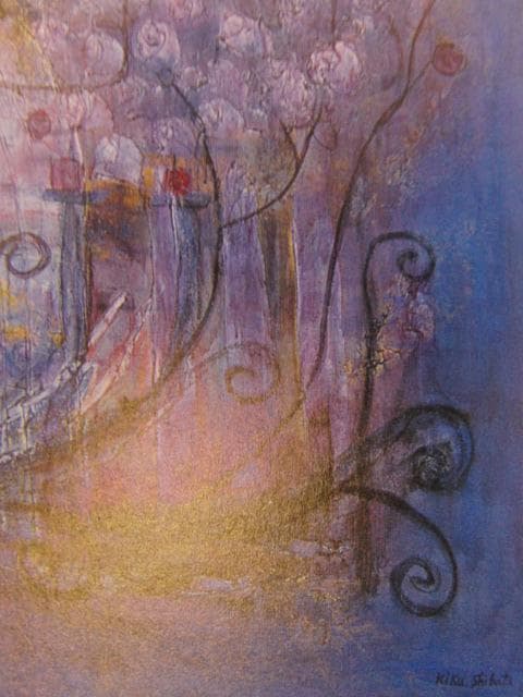 芝田キク、花の訪問者、希少画集画、新品高級額・額装付、状態良好