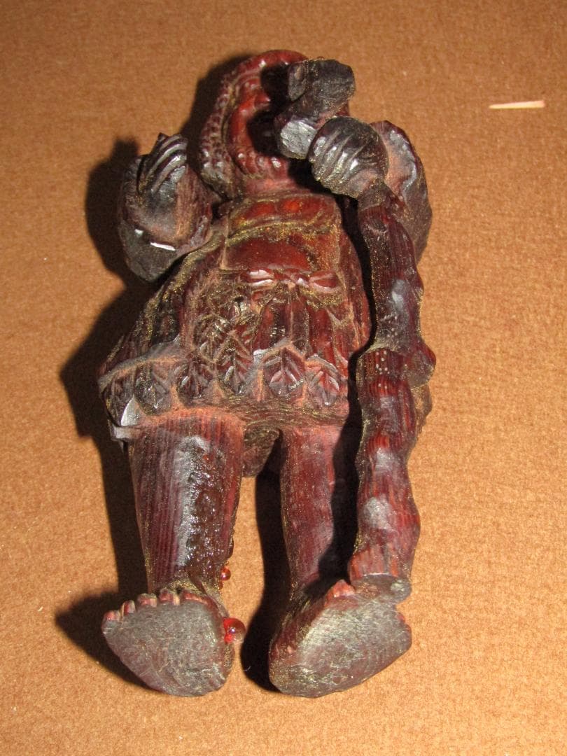 【木彫　肥松　義法仙人　北京・美信刀　２０ｃｍ　木箱付　仏教美術】