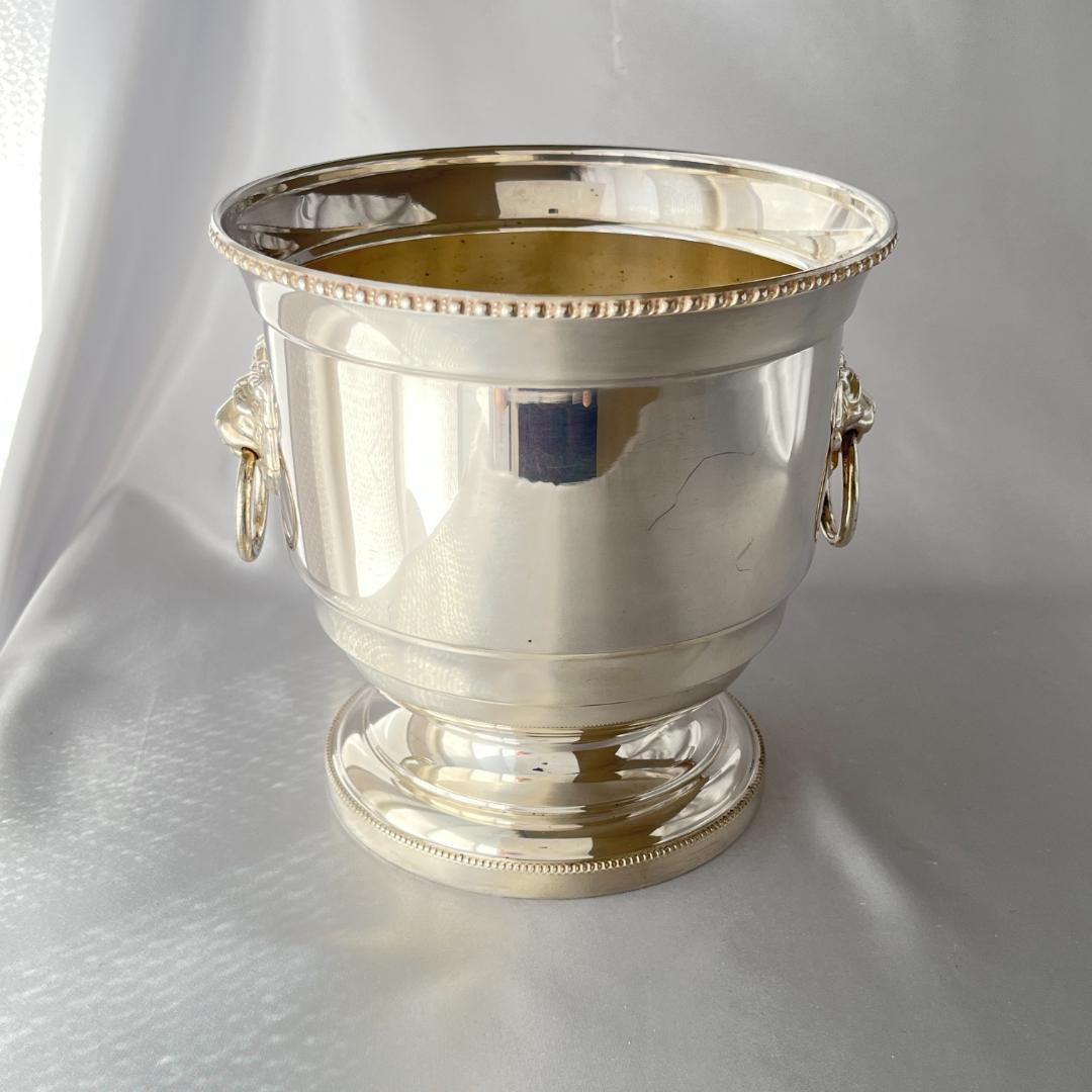 【英国】 ライオンのアイスバスケット / アイストング【シルバープレート】