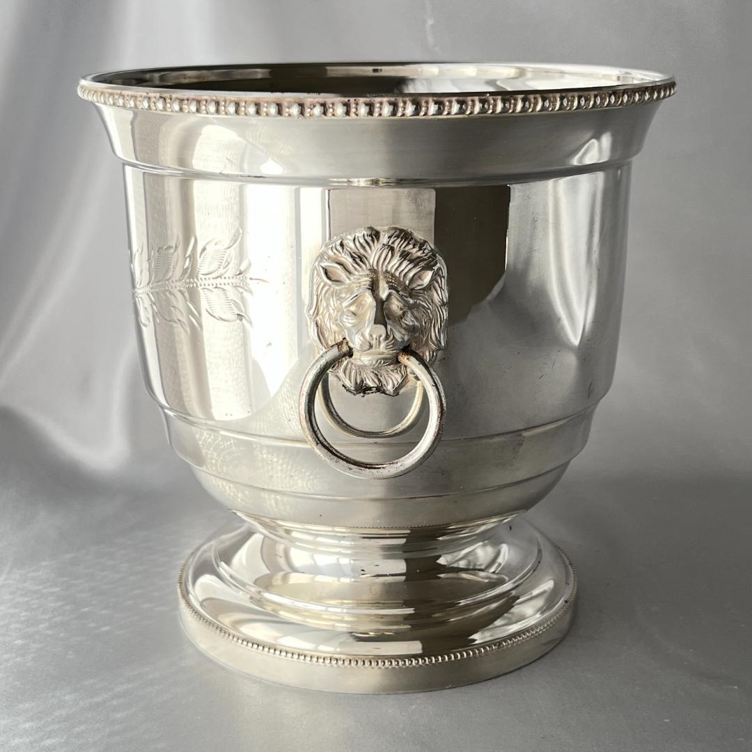 【英国】 ライオンのアイスバスケット / アイストング【シルバープレート】