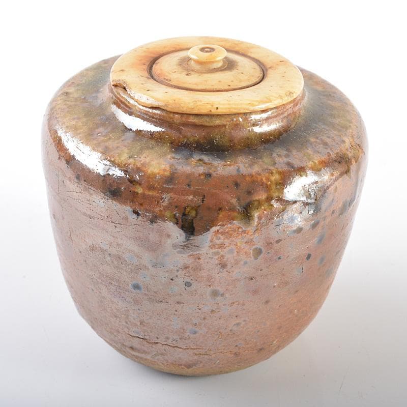 茶道具　瀬戸焼　肩衝茶入　仕覆付　 表千家十二代惺斎極め箱　M　R6298