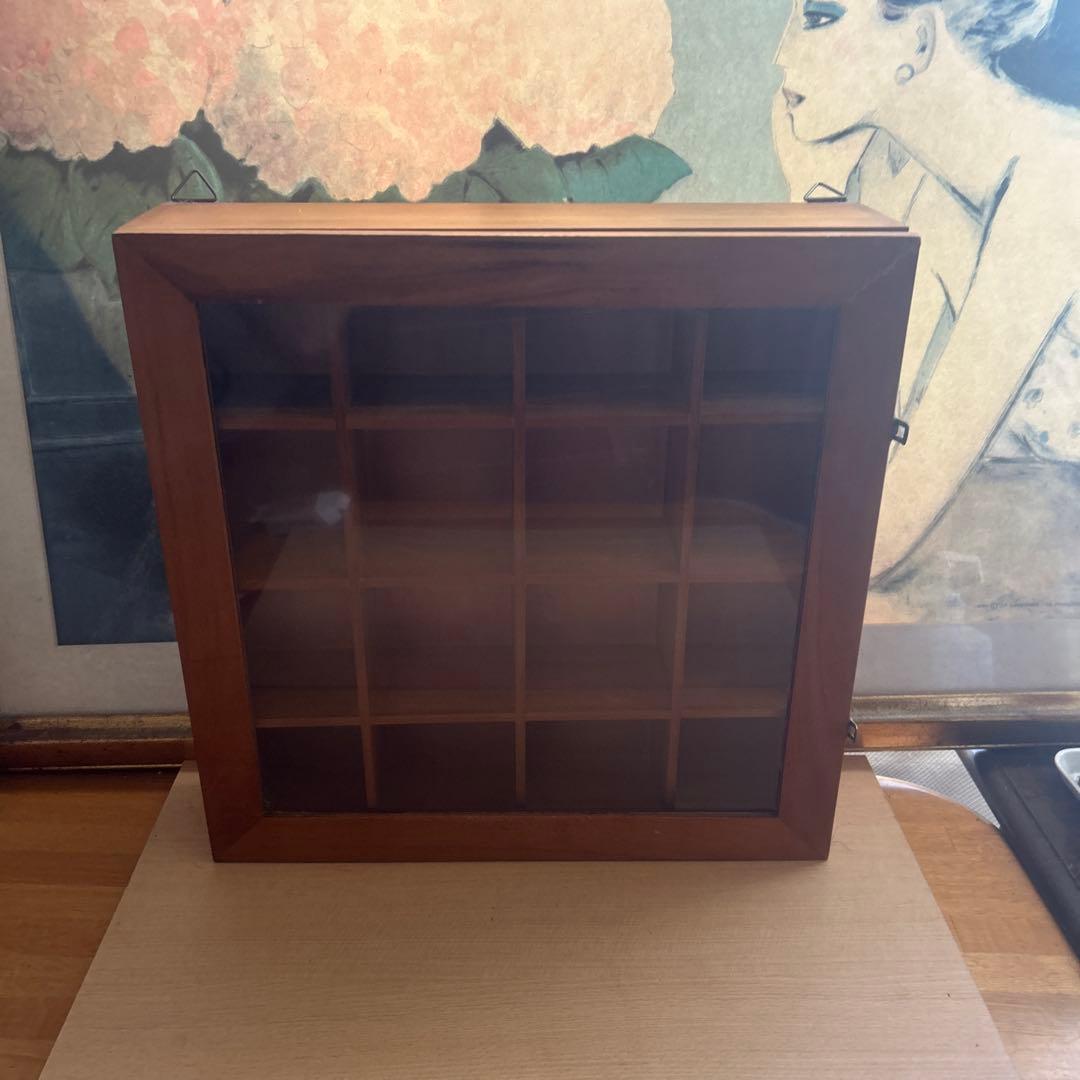 木製ガラス扉付き標本箱 16マス